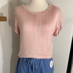 Women's Short Sleeve Round Neck Jersey Knit Top -